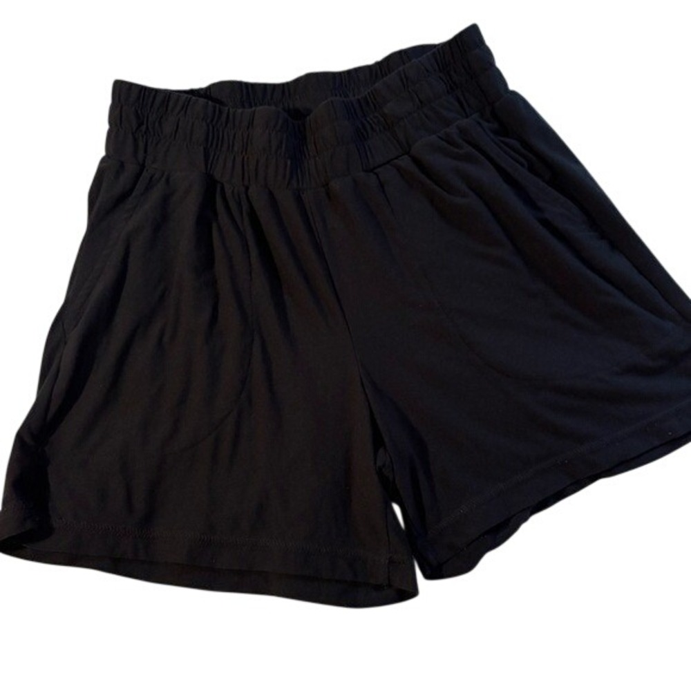 Women's Black Activ elastic waist pull on Shorts pockets Athleisure size small